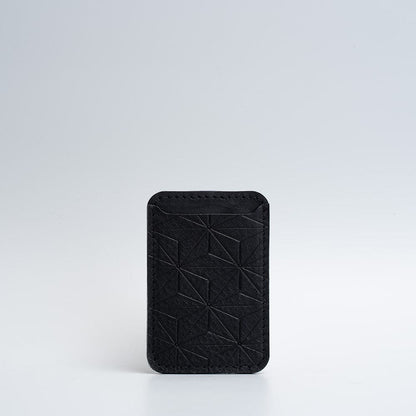 Skórzany portfel MagSafe – Geometric Net z grawerem | Personalized Luxury Wallet