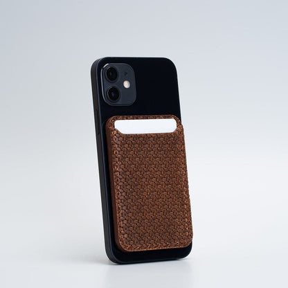 Skórzany portfel MagSafe – Geometric Net | Luxury Leather Wallet