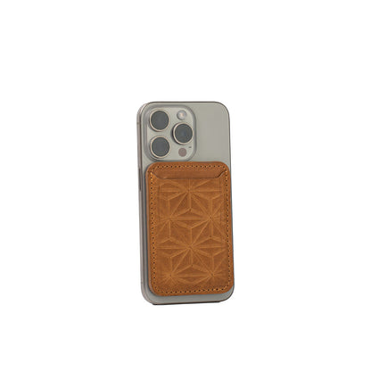 Skórzany portfel MagSafe – Geometric Net z grawerem | Personalized Luxury Wallet