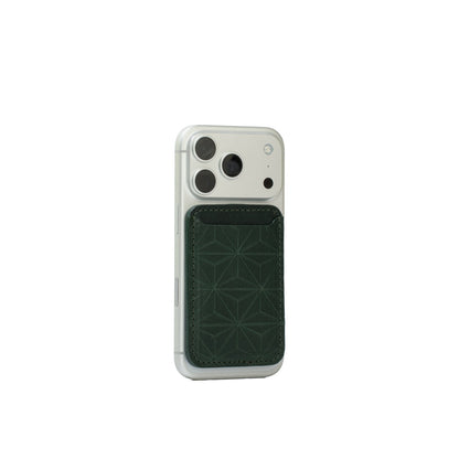 Skórzany portfel MagSafe – Geometric Net z grawerem | Personalized Luxury Wallet
